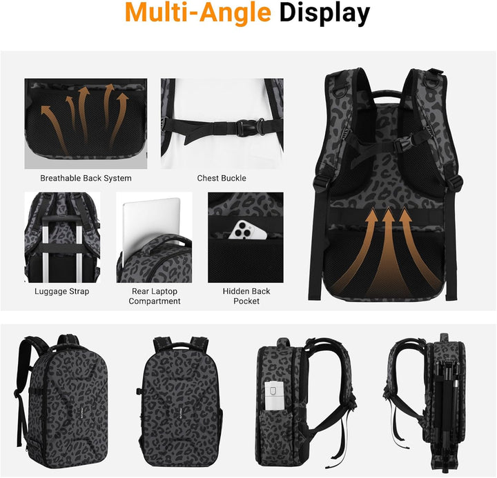 MOSISO Kamerarucksack, DSLR-/SLR-/Spiegellose Kameratasche, mit Fach für 15-16 Zoll Laptops, Stativh