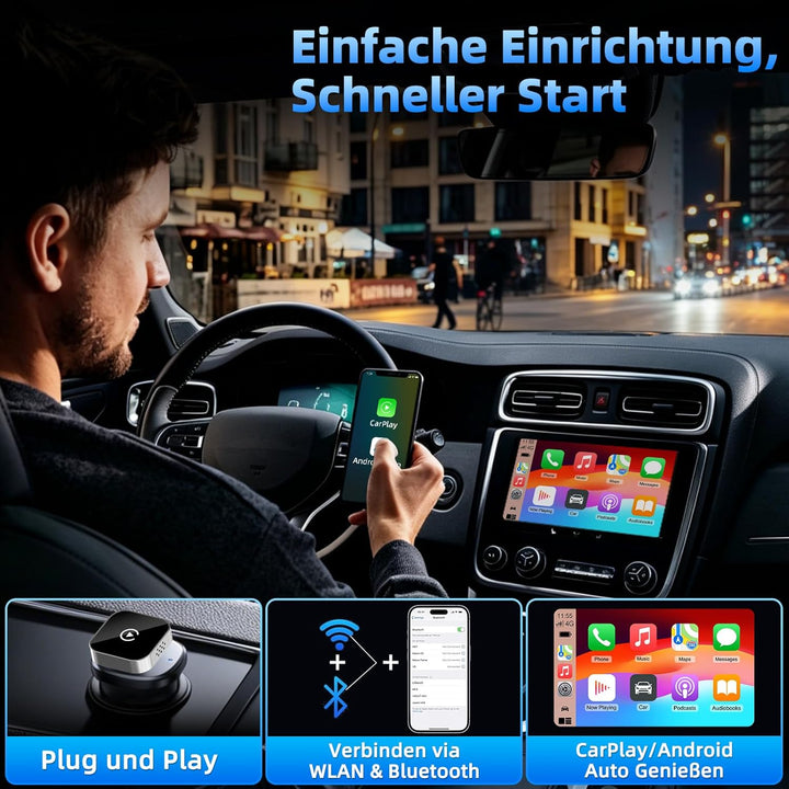 Carplay Wireless Adapter, 2-In-1 Mini Apple Wireless Carplay Adapter, USB-C/A 2026 Car Play Adapter