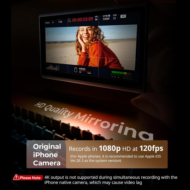 SMALLRIG Wireless Monitor, Magnetischer Selfie Monitor für iPhone/Android, Telefonmonitor mit Blitzs
