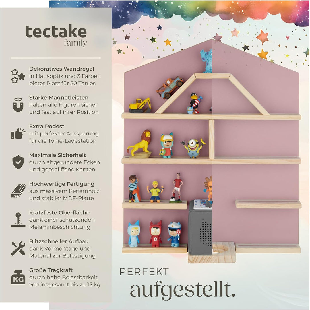 tectake® Holz Regal mit Magnetstreifen für Wand Montage, Wandregal für&