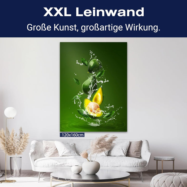 wandmotiv24 Obst & Gemüse als Leinwandbild, 60x45cm, Hochformat, Avocado, Grün, Gelb, Küche, Lebensm