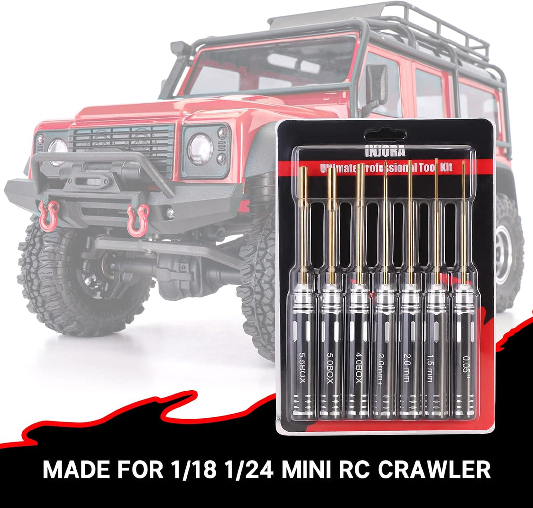 INJORA RC Werkzeug Kit Fluch Schraubendreher Muttern-Treiber Schraubenschlüssel HSS für TRX4M SCX24