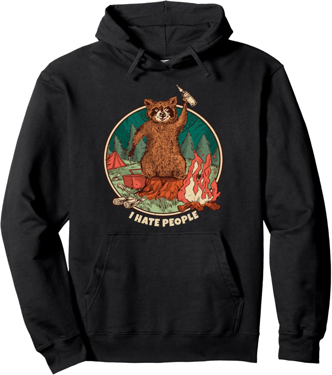 Camping I hate people Racoon Pullover Hoodie