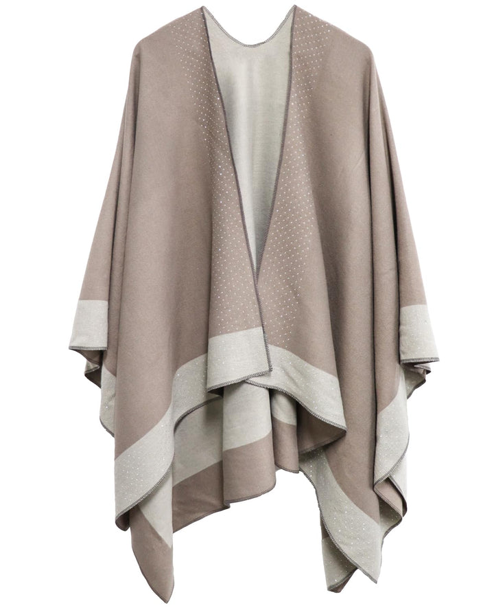 Shmily Girl Damen Poncho Habe Gestrickt Überdimensionalen Decke Kap-Schal Hot Diamond Beige, Hot Dia