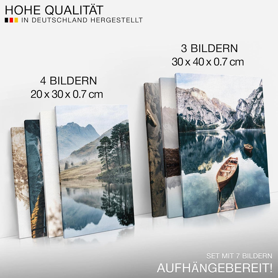 Novart Wandbilder See Berge blau - KOMPLETT AUFHÄNGFERTIG - Natur Wohnzimmer Schlafzimmer- 7 Moderne