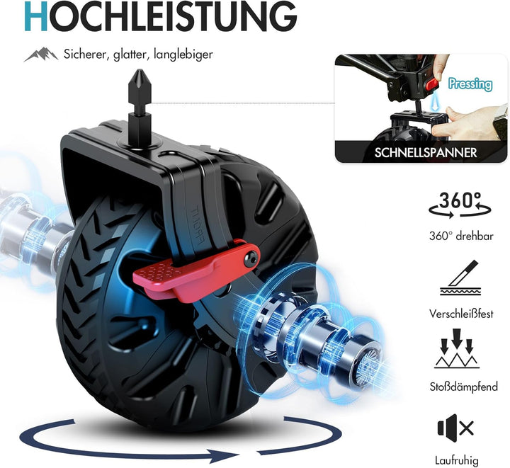 PORTAL Bollerwagen faltbar XXXL 300L grösse Reifen 17x10cm mit Bremse Getränkehalter Seitentasche Fa