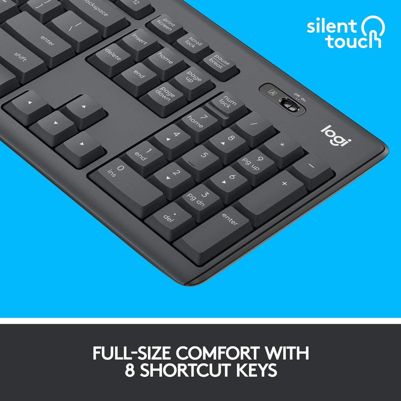 Logitech MK295 kabelloses Tastatur-Maus-Set mit SilentTouch-Technologie, Shortcut-Tasten, optischer