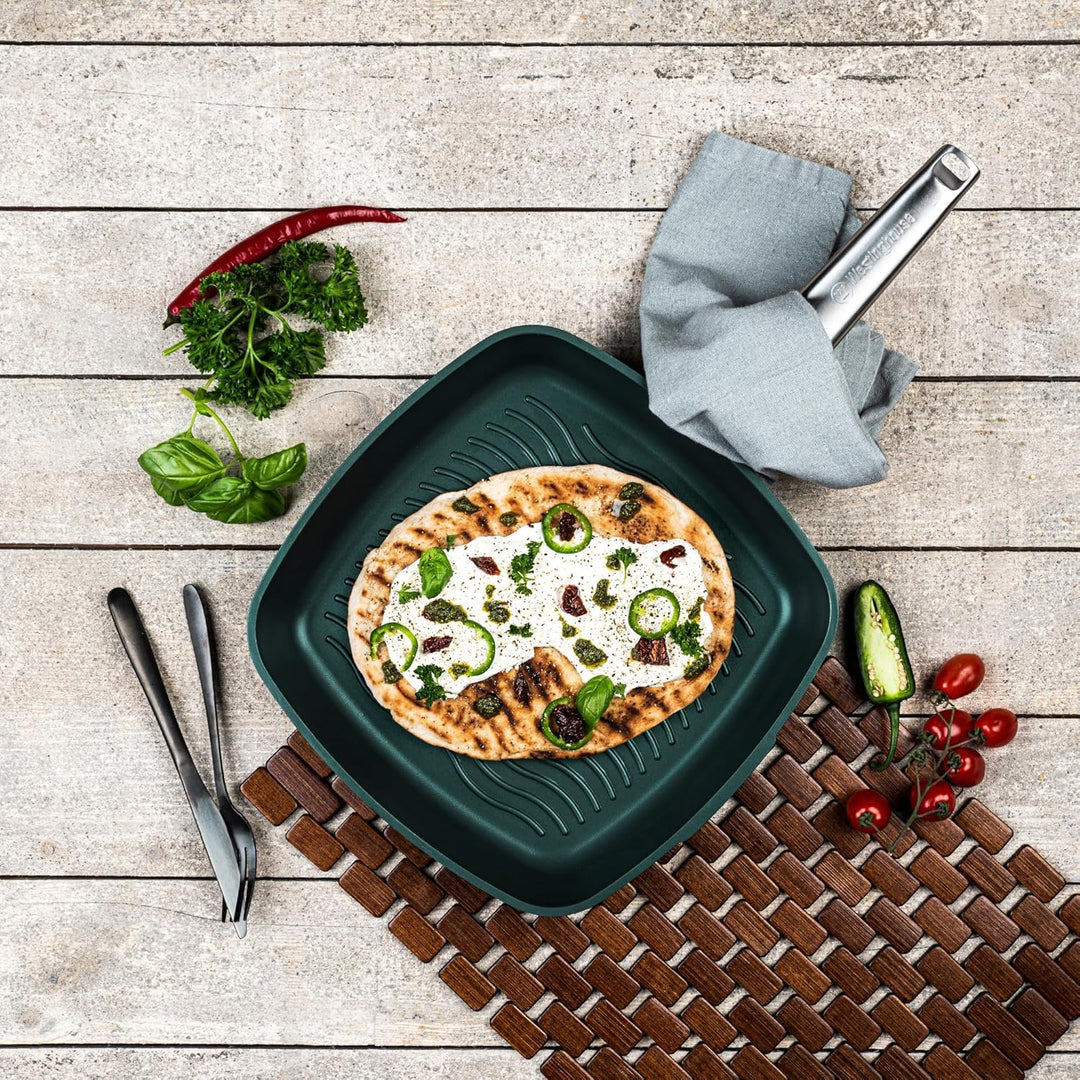 Westinghouse PERFORMANCE SERIES Grillpfanne, Grosse Bratpfanne 28 cm mit Edelstahl-Griff für Indukti
