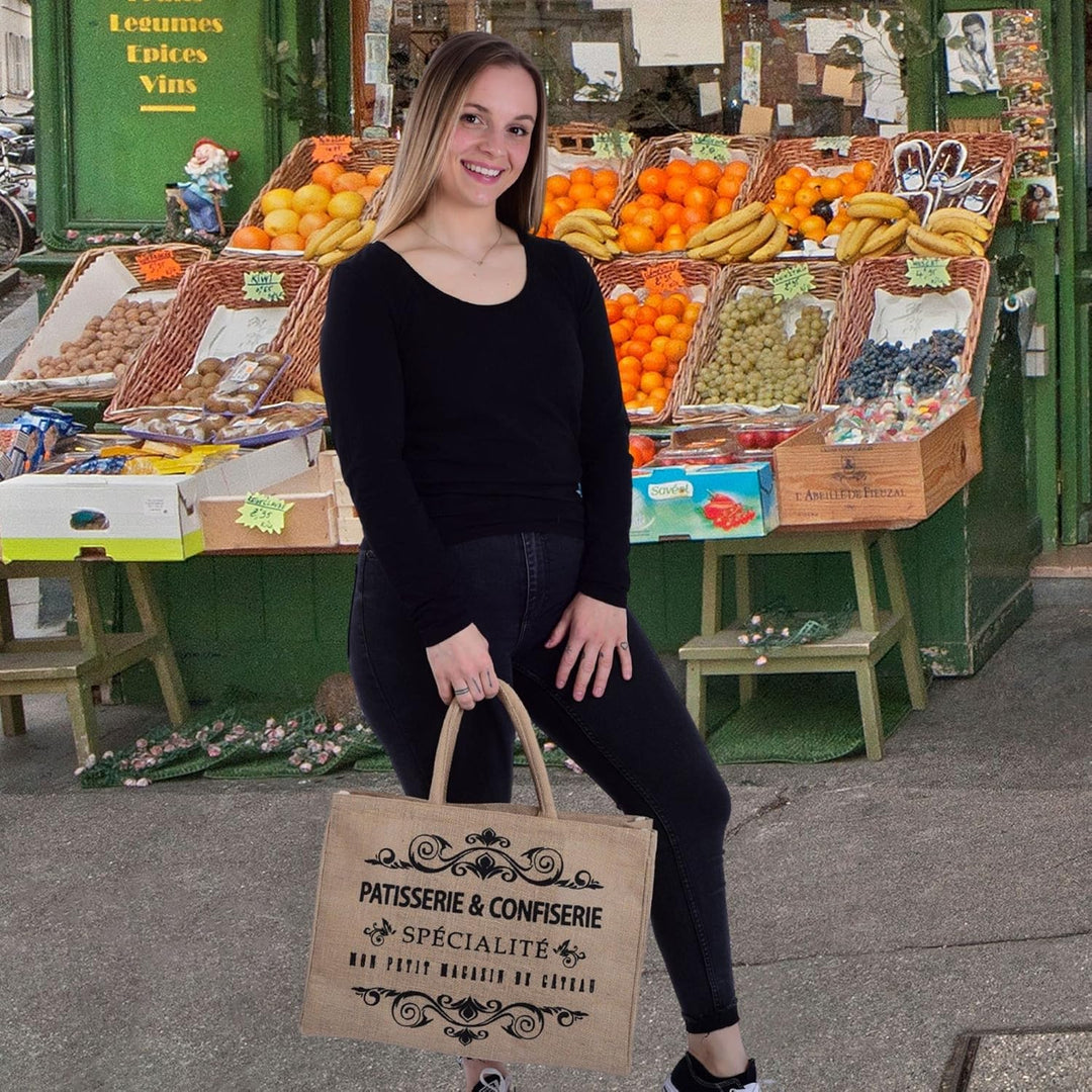 Domelo Einkaufskörbe. Bedruckte Einkaufstasche. Jute Tasche gross. Korbtasche, wasserabweisenden Str