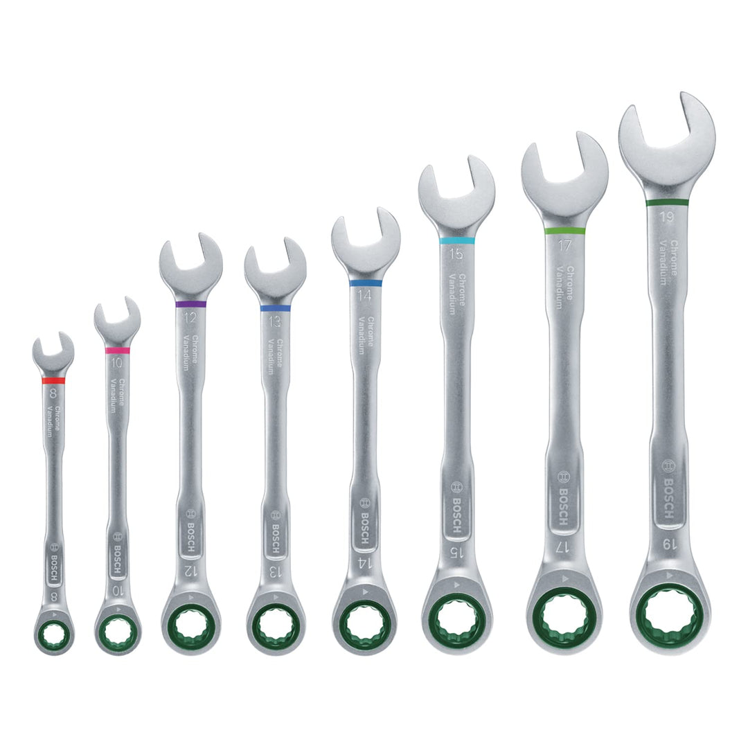 Bosch Schraubenschlüssel/Ratschen-Kombischlüssel-Set, 8-teilig (Ultimativer Komfort durch Kombinatio