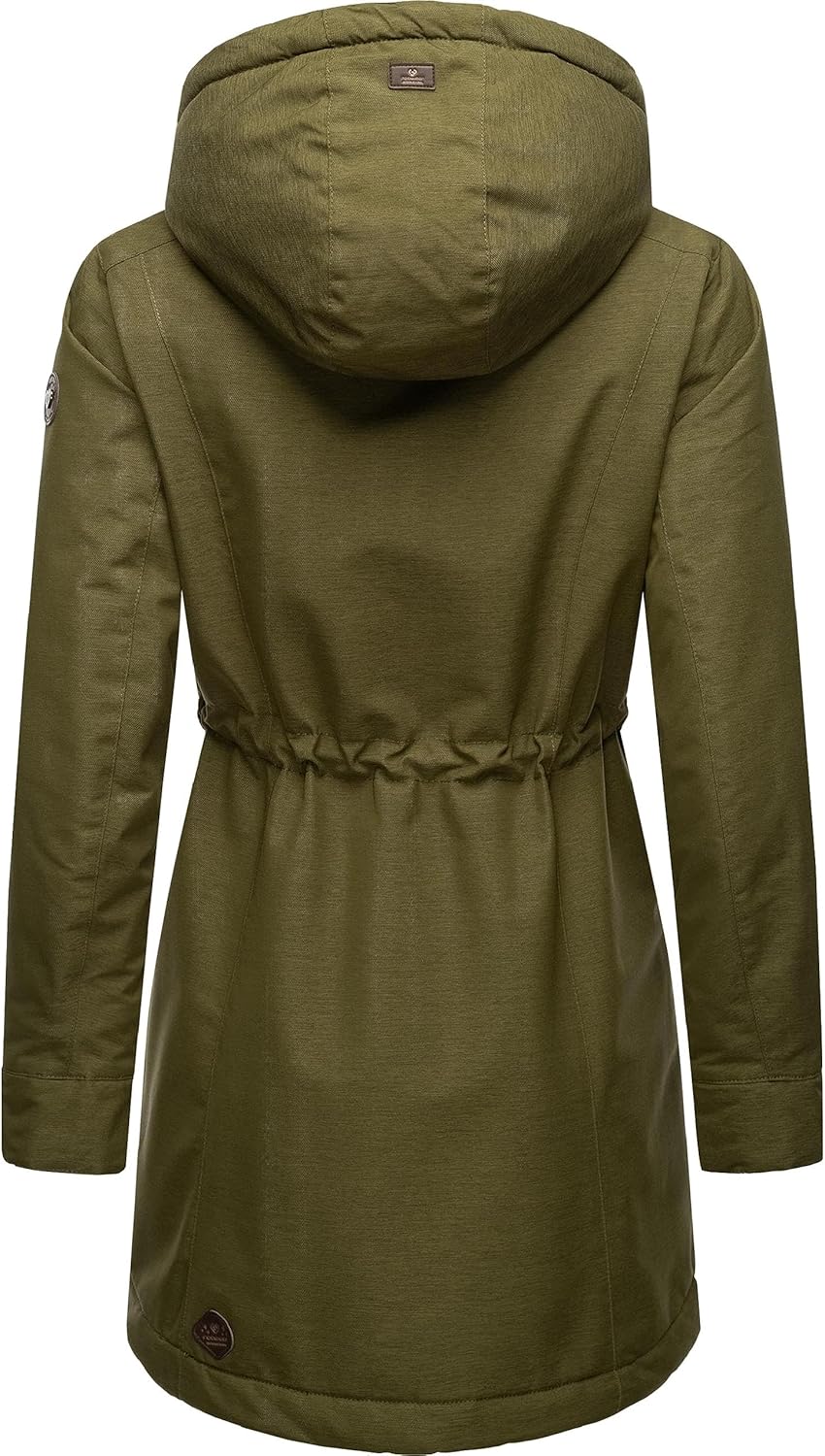 Ragwear Damen Wintermantel Warmer Parka lang wasserdicht mit Abnehmbarer Kapuze Dakkota XS-6XL M Lig