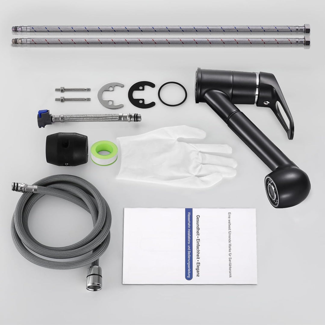 BONADE Ausziehbare Küchenarmatur mit Dual-Spülbrause, Wasserhahn 360° Drehbare Spültischarmatur, Hoc