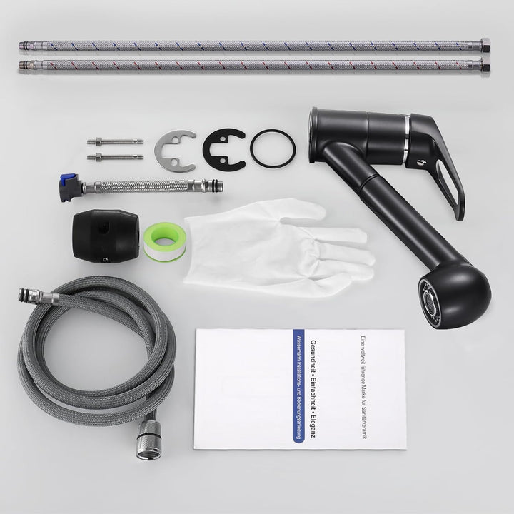 BONADE Ausziehbare Küchenarmatur mit Dual-Spülbrause, Wasserhahn 360° Drehbare Spültischarmatur, Hoc