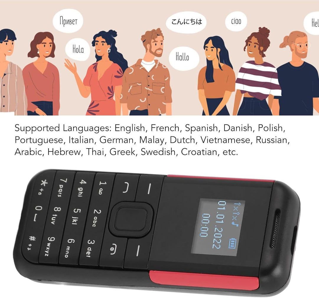 PUSOKEI KleinstesTelefon, Dual SIM Standby GSM Basistelefon mit Musik Player und Sprachwechsler, Str