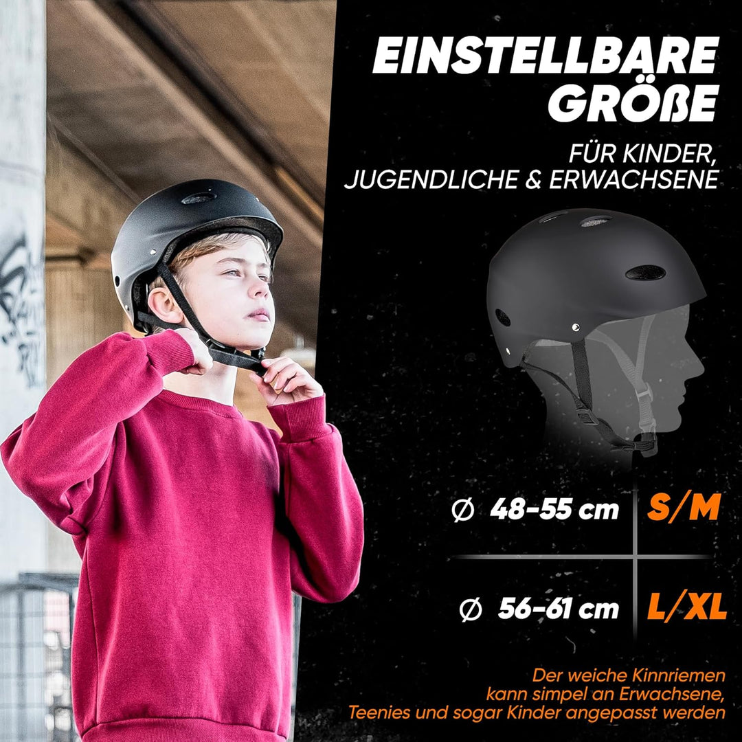 Apollo Skate-Helm/Kinder-Helm - Verstellbarer Skateboard, Scooter, BMX-Helm, mit Drehrad-Anpassung g