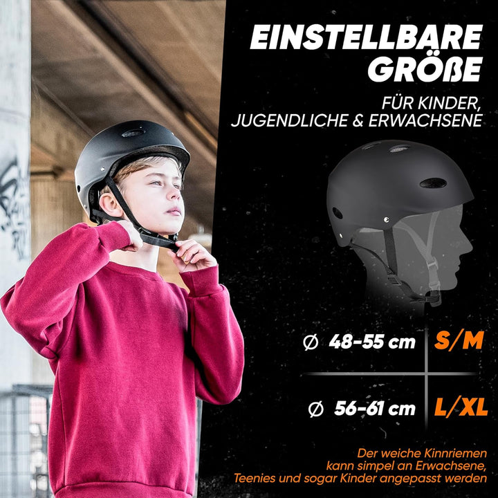 Apollo Skate-Helm/Kinder-Helm - Verstellbarer Skateboard, Scooter, BMX-Helm, mit Drehrad-Anpassung g