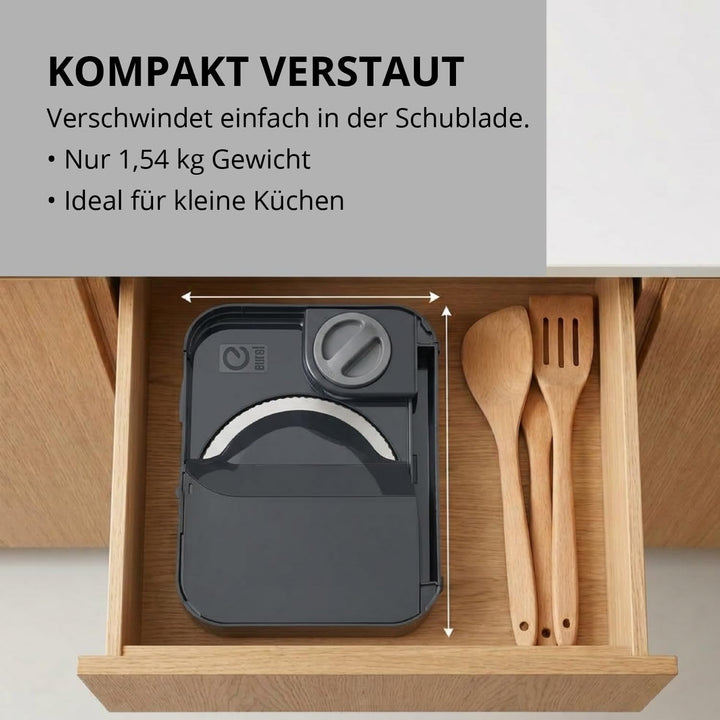 EUREL RS54 Akku-Allesschneider, Schwarz | Brotschneidemaschine klappbar, kabelloser Allesschneider m