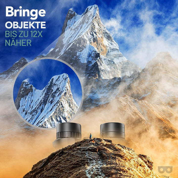 12x42 HD-Fernglas für Erwachsene | Wasserdichtes Fernglas, Bak-4-Prisma, FMC-Objektiv | Ideal für Vo
