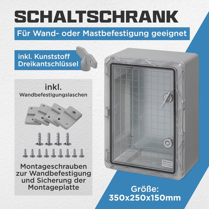 BOXEXPERT® Verteilerkasten aussen wasserdicht [ABS Kunststoff IP65 Gehäuse inkl. Sichttür] grau (Ser