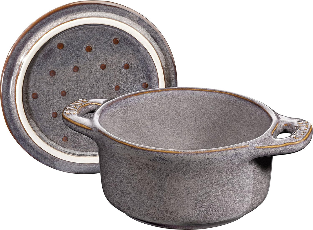 Mini Cocotte, rund Antikgrau 10 cm
