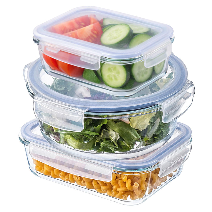 KADAX Glasbehälter Set mit Deckel, 3 Grössen 370/1300/1520 ml, luftdichte Frischhaltedosen aus Glas,