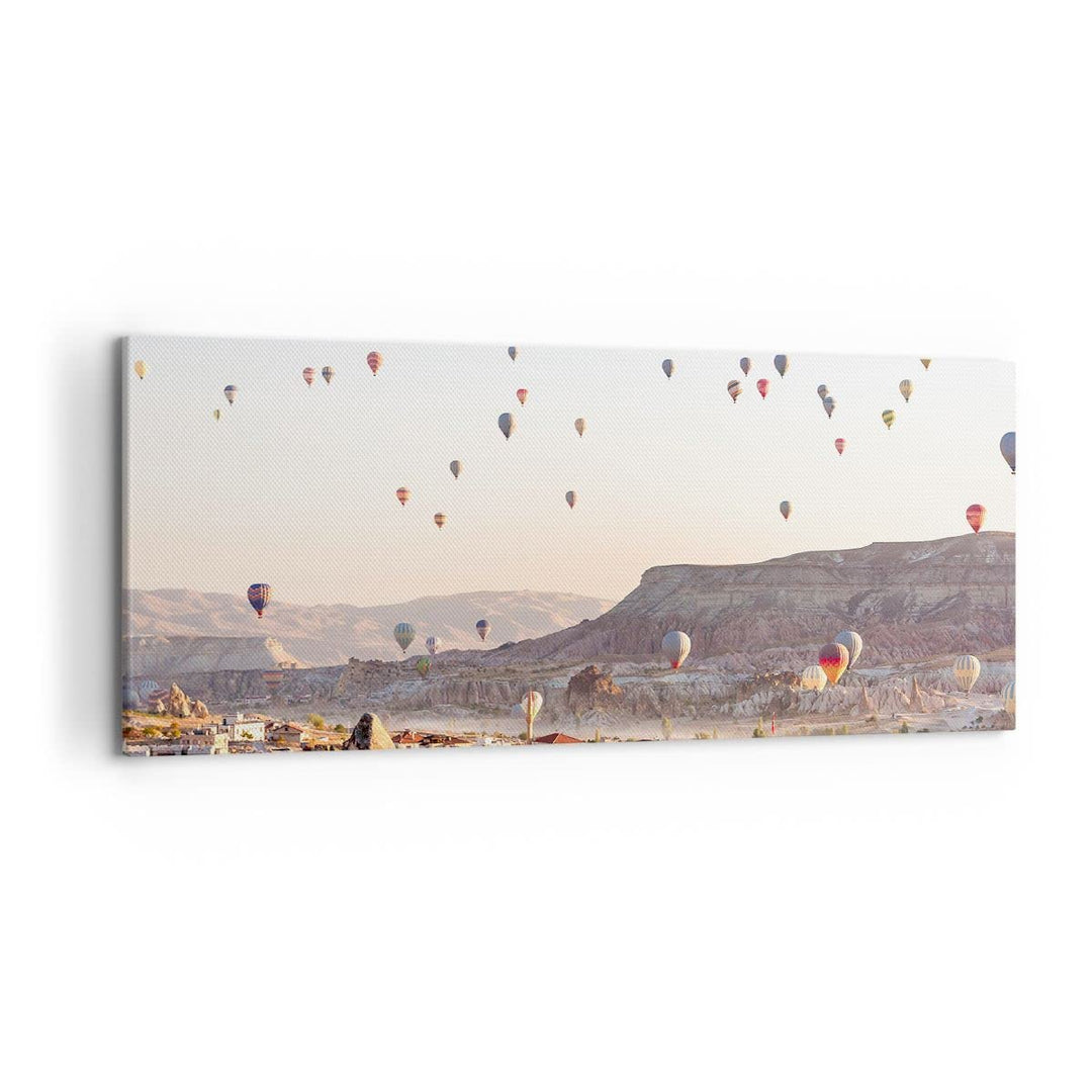 Wandbilder Dekoration Wohnzimmer Berge Ballon Flug Panorama Bilder auf Leinwand 120x50cm Leinwandbil