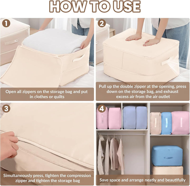 4 Stück Ultra Platzsparender Selbstkomprimierender Organizer, 52x42x60cm Aufbewahrungstasche für Bet