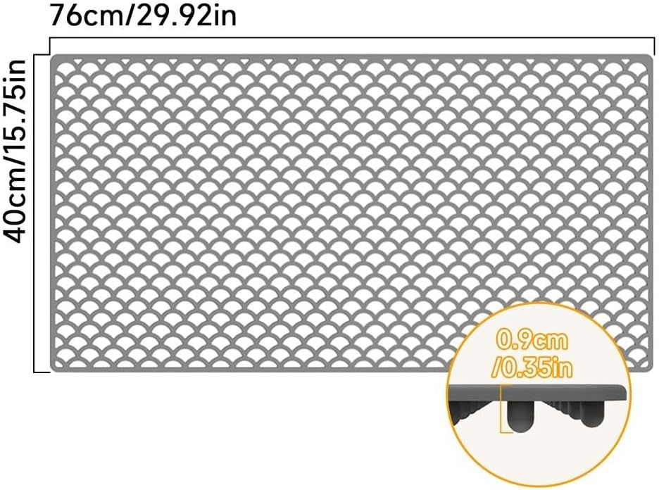 Grosse Silikon-Spülbeckenmatte, rutschfest, hitzebeständig, anpassbar, waschbar, 76 x 39,9 cm (schwa