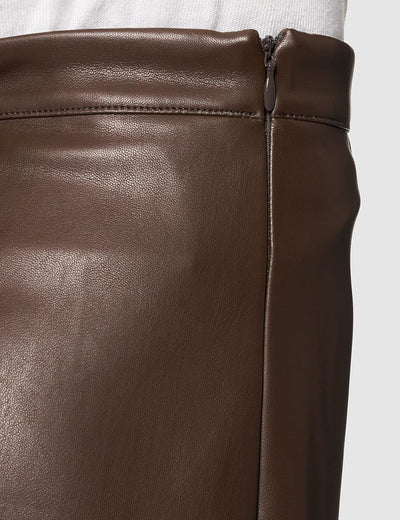 NA-KD Damen Pu Front Slit Skirt Rock 40 Dark Brown, 40 Dark Brown