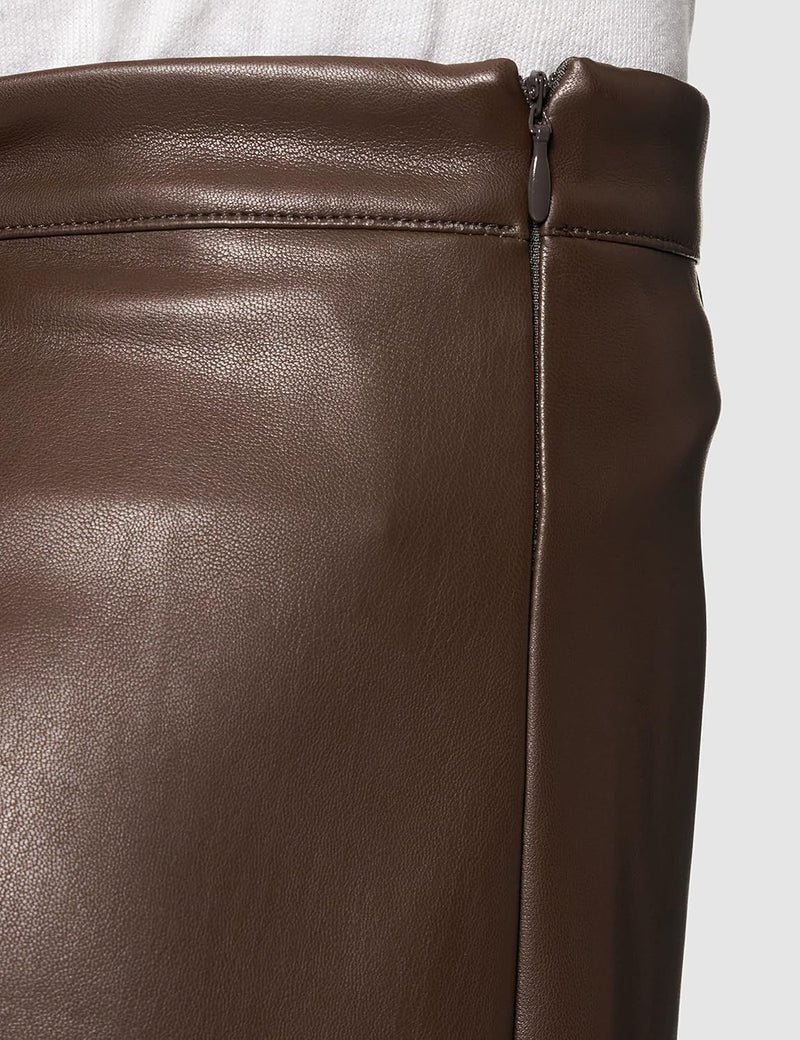 NA-KD Damen Pu Front Slit Skirt Rock 40 Dark Brown, 40 Dark Brown