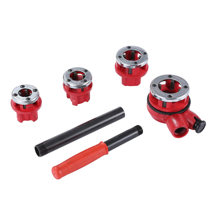 Klempner-Rohrgewinde-Kit Manuelles Einfädler-Set aus Stahl für Sanitärinstallationen mit 4 Matrizen