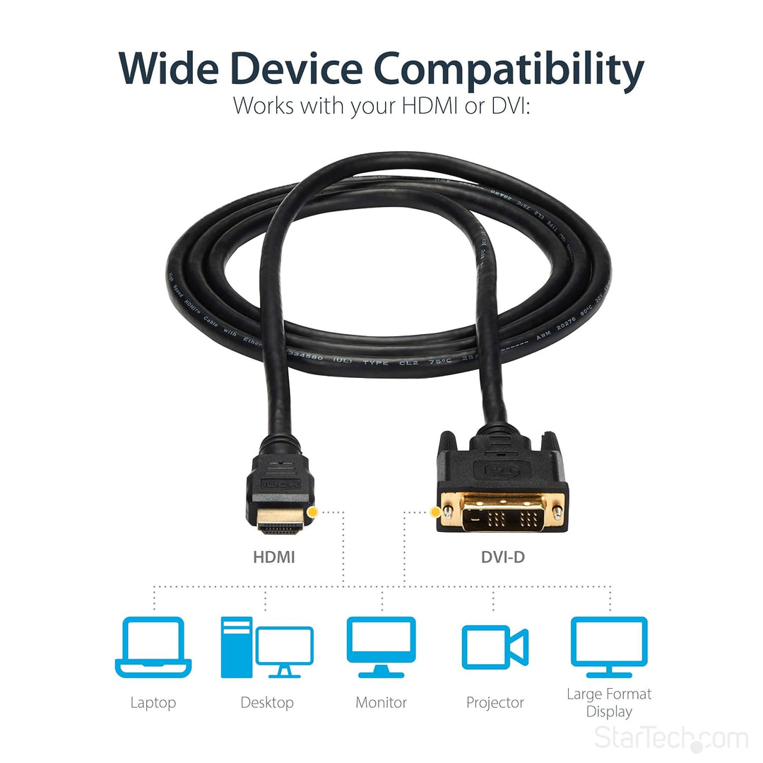 StarTech.com 1,8m HDMI auf DVI-D Kabel - HDMI/DVI Anschlusskabel - St/St (HDMIDVIMM6) (Packung mit 2
