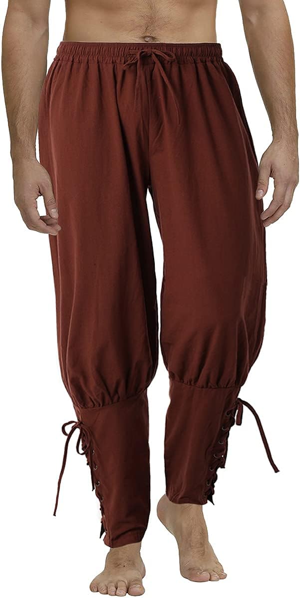 COSDREAMER Herren Mittelalterhose Wikinger Piraten Kostümhose Braun XL XL Braun, XL Braun