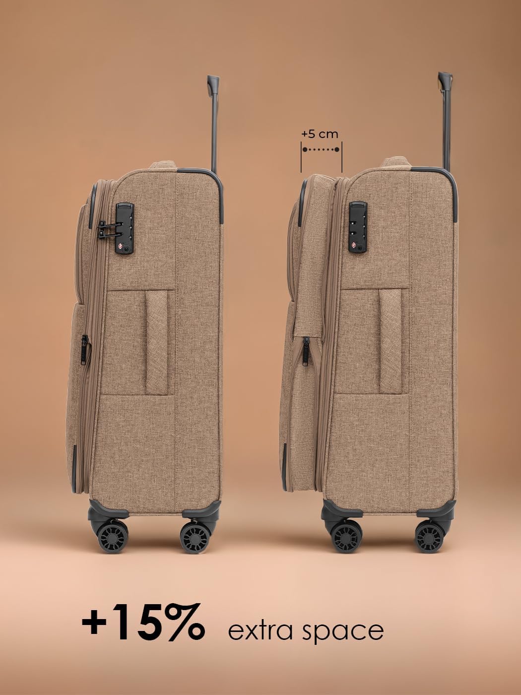 REDOLZ MEDIUM Weichschalen Koffer für Männer & Frauen | leichter Trolley 67 cm mit 4 Doppelrollen &