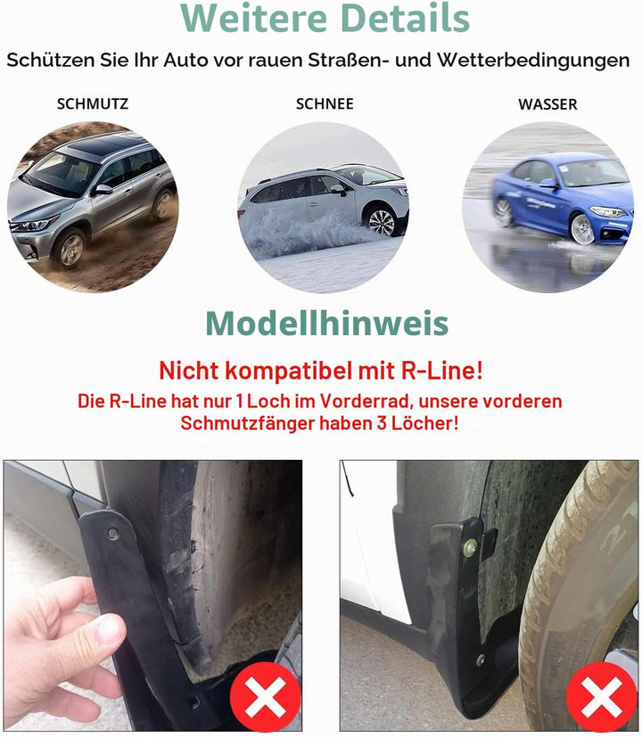 GAFAT V-W T-Cross Schmutzfänger, 2018-2022 2023 T-Cross Kotflügel Vorne und Hinten, Spritzschutz Aut