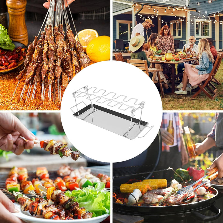 Buwico Grilltes Hühnchen Hühnchenbein Halter, Edelstahl Grill mit Grillplatte, klappbarer praktische