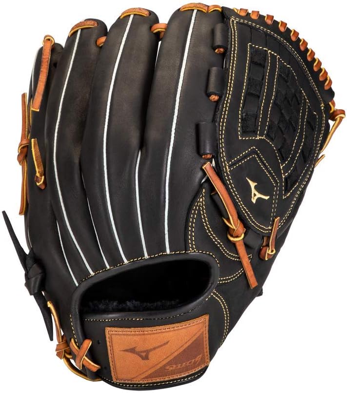 Mizuno Select 9 Baseballhandschuh Serie Rechte Hand Wurf 30,5 cm Schwarz/Braun Arched Tartan Web, Re