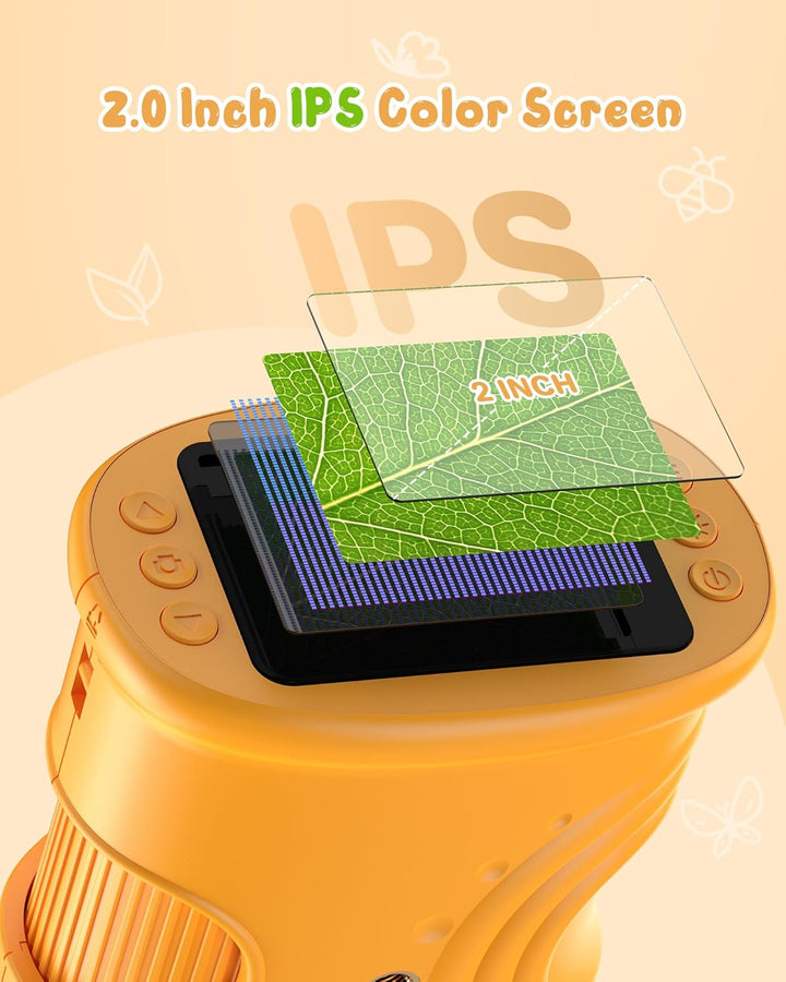 1000X Digital Mikroskop für Kinder Lupe: Handy Taschenmikroskop mit 2.0" IPS Bildschirm & 8 LED Lich