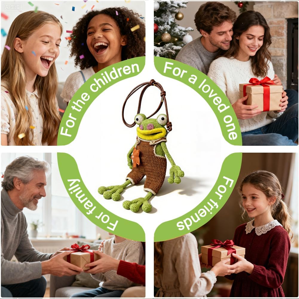 OPVXZAD DIY Häkeln Frosch Handytasche Set Handgemachter Frosch Umhängetasche mit Garn Füllwatte Zube