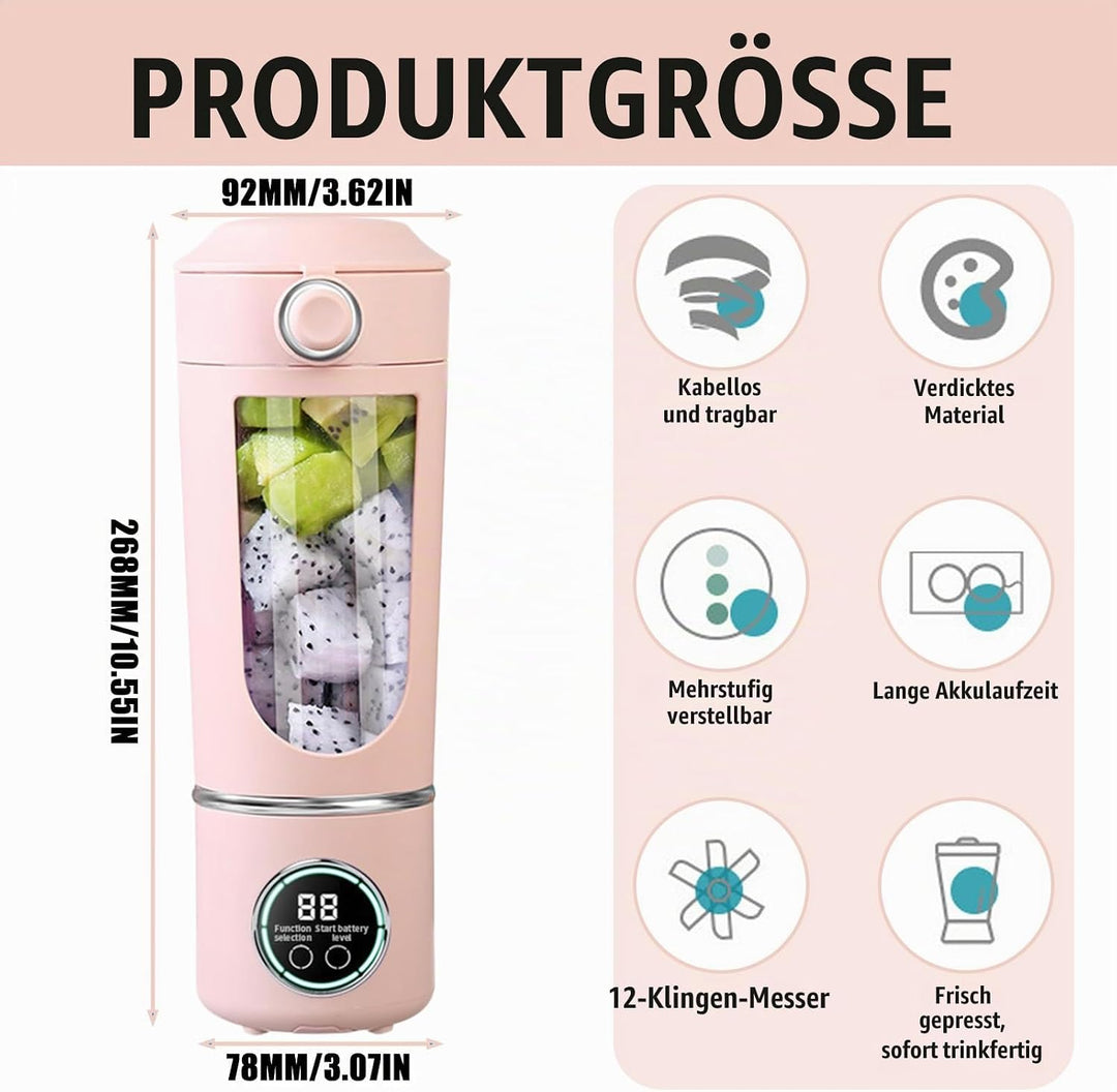 Tragbarer Mixer, 700 ml Maker to Go Mini-Standmixer mit 12-Klingen Edelstahl, Portable Blender USB A