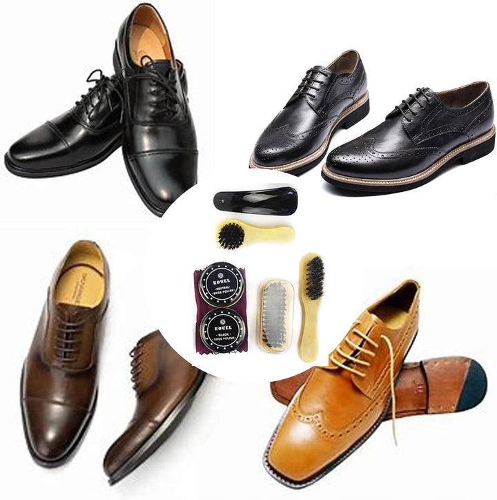 Schuhputzsets Schuhputz-Pflege-Set, Premium Qualität Soft Rosshaar Borsten Schuh Dauber, Holzapplika