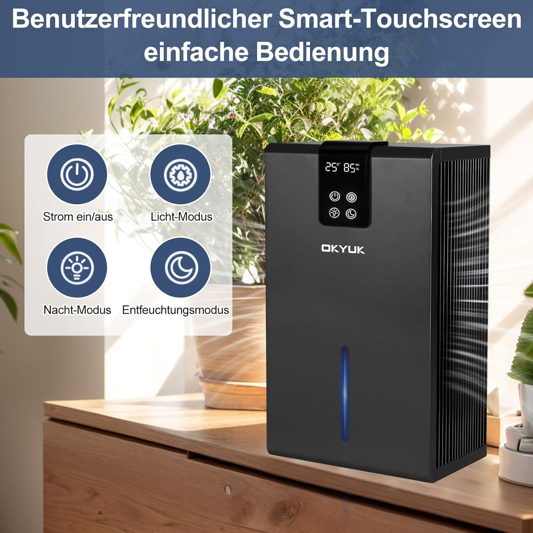 Luftentfeuchter Elektrisch 2700ml, Luftentfeuchter für Zuhause mit automatischer Abschaltung, 7-Farb