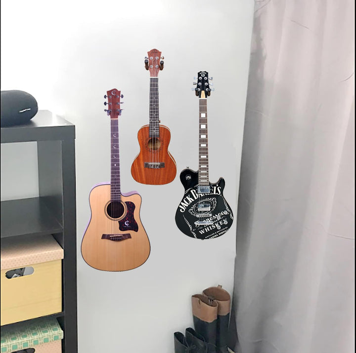 PUNK Gitarren Wandhalter 3er Pack,Zebra Hartholz-Gitarren Ukulele Wandhalterung,Gitarren Kleiderbüge