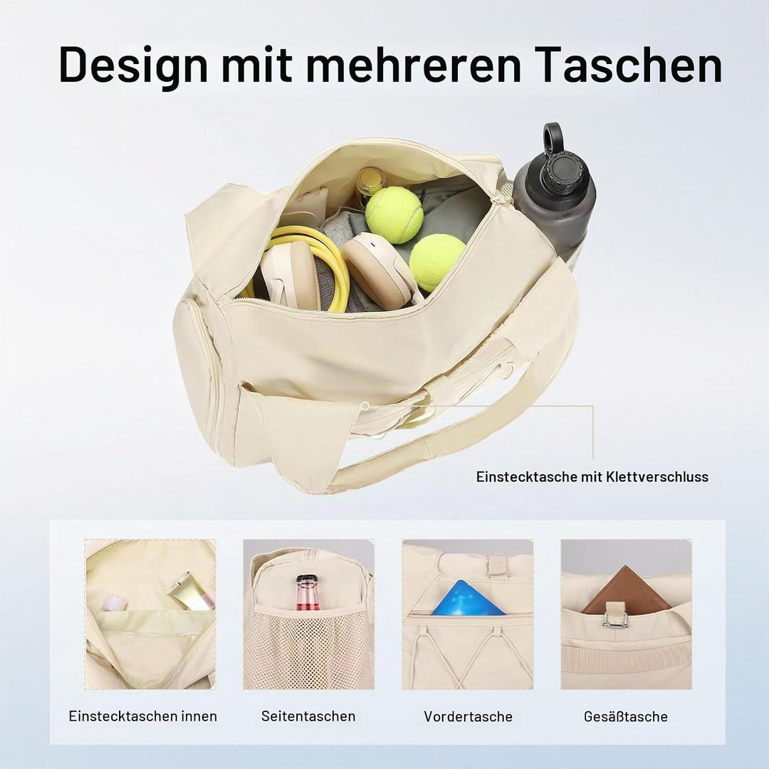 Sporttasche Damen - Gym Bag Women Leicht Wasserabweisend - Sporttasche mit Schuhfach und Nassfach -