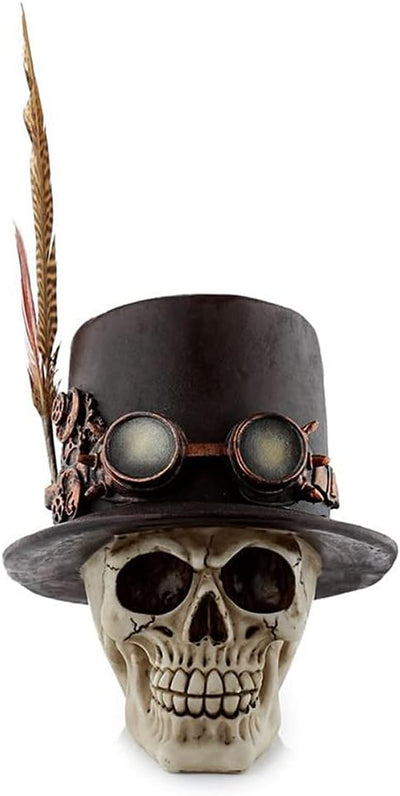 Generisch Gothic Steampunk Totenkopf mit Zylinder und Feder | Fantasy Skull, Totenschädel, Kopf-Skul