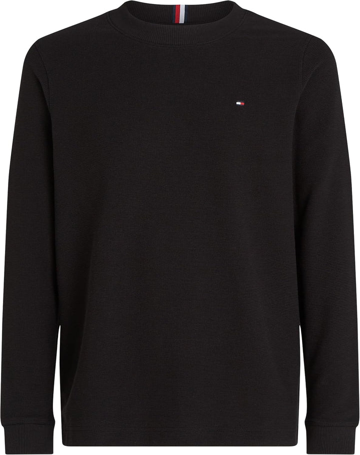 Tommy Hilfiger Herren Langarmshirt Textured Tee Basic S Black (Black), S Black (Black)