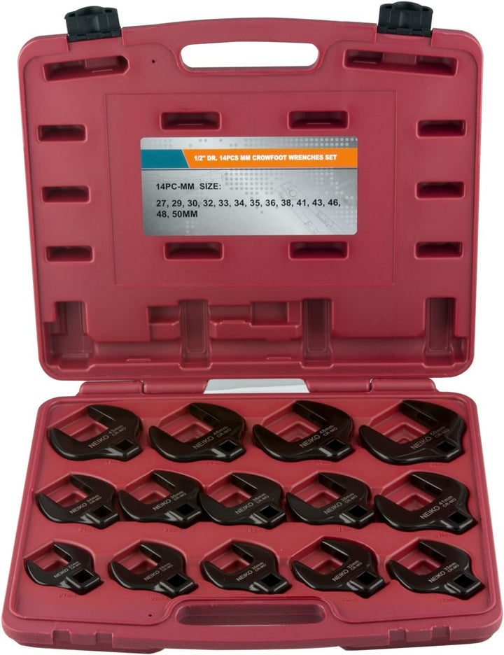 Neiko® 03326 A 1/2 Antrieb Metrisches Crowfoot-Schlüssel Set, Jumbo Grösse, CR-MO, 1–1/40,6 cm – 5,1