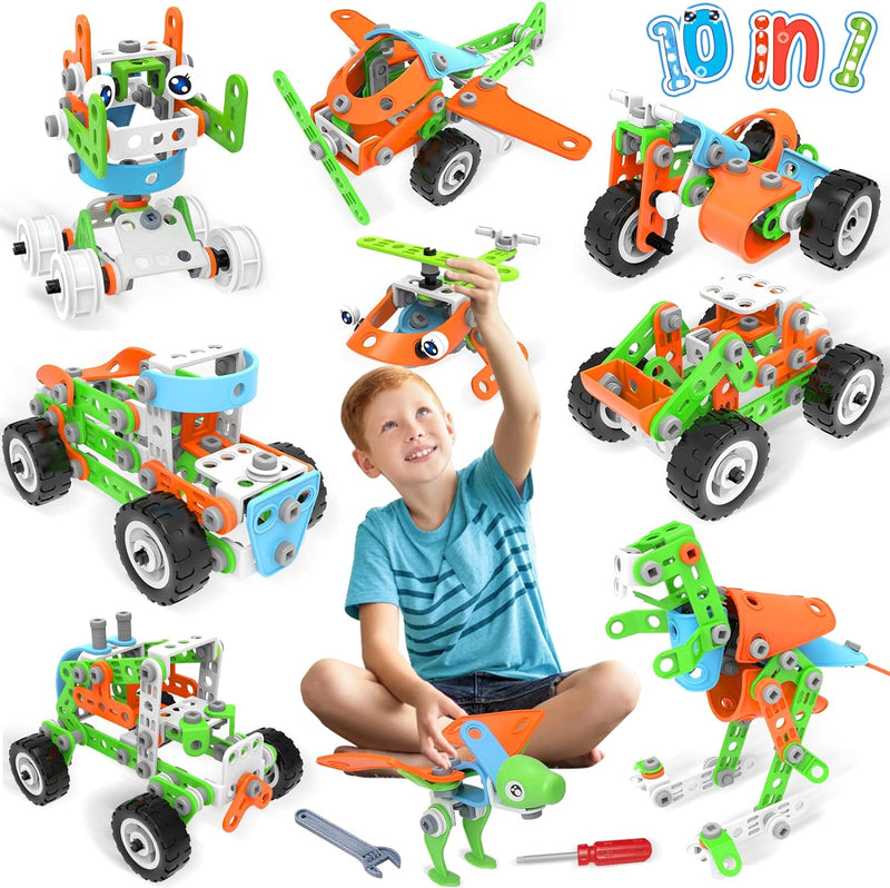 MOONTOY Konstruktionsspielzeug ab 5 6 7 8 9 Jahre Junge,218 PCS Bausteine Dinosaurier Spielzeug für