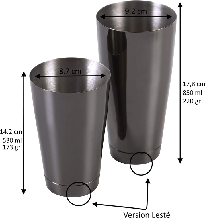 Boston Shaker Set Gunmetal Black Boston Shaker Edelstahl in 4 Farben erhältlich Set Tin in Tin mit B