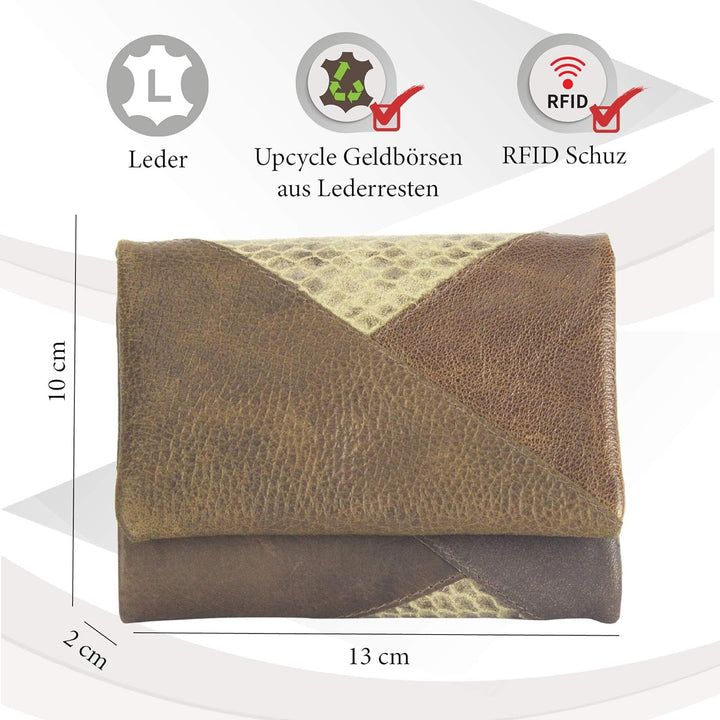 Sunsa Geldbörse. Damen Geldbeutel. Leder Portemonnaie mit RFID Schutz. Mittlere grosse Brieftasche m